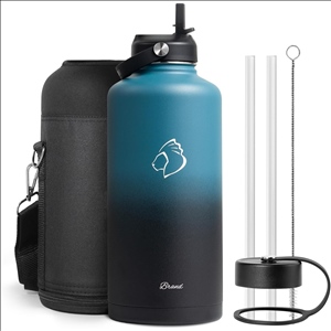 Half Gallon Stainless Steel Water Bottle with Straw Lid and Flex Cap, 87oz Modern Double Vacuum
